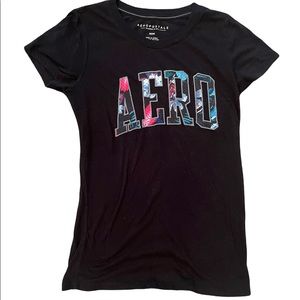 Aeropostale Black Tee With Tropical Logo
